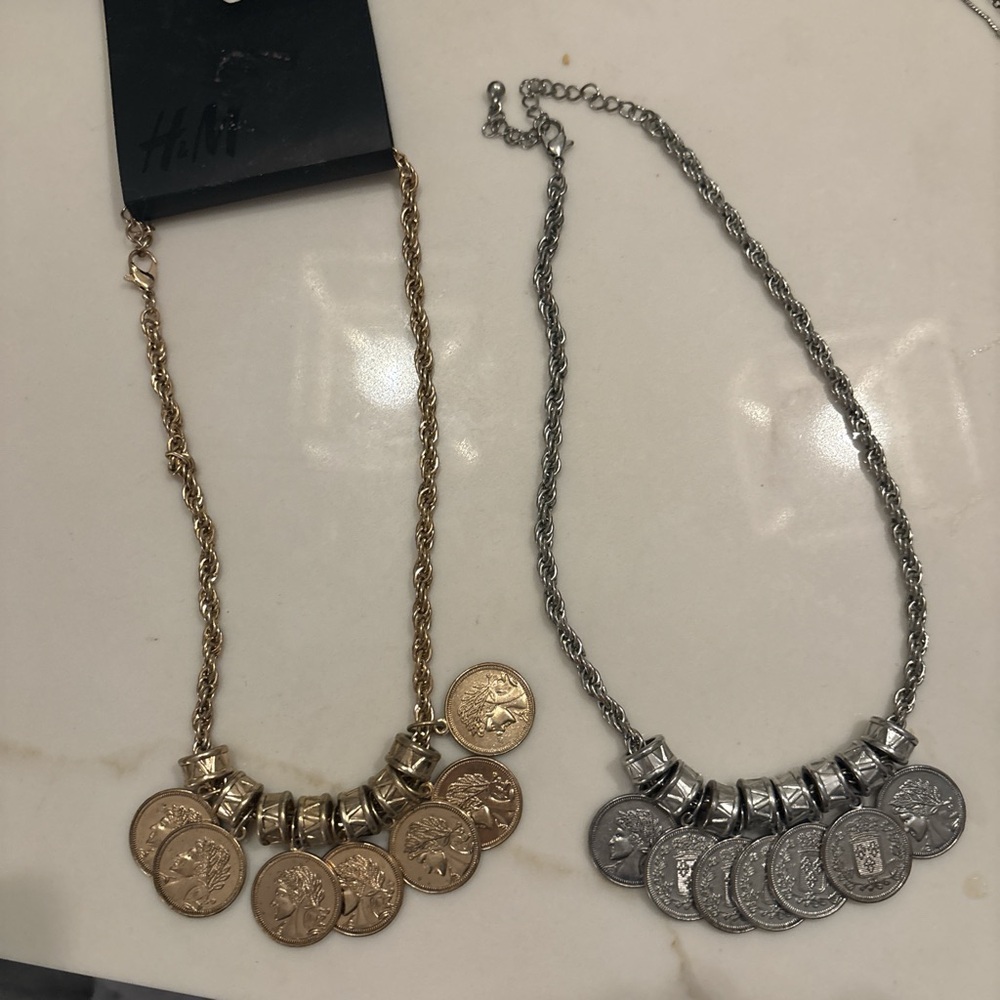 H&M Gold and Silver Coin Necklace Set
